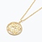 Brass Micro Pave Clear Cubic Zirconia Pendant Necklaces, Flat Round with Letter, Real 18K Gold Plated, Letter.T, 16.14~17.20 inch(41~43.7cm)