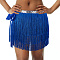 Polyester Tassel Belly Dance Short, Hip Scarf, Sequins Costume Party Rave Skirts, Fringe Hip Skirt, with Plastic Sheet, Blue, 2200mm