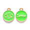 Alloy Enamel Pendants, Cadmium Free & Lead Free, Flat Round with Constellation, Light Gold, Pale Green, Cancer, 15x12x2mm, Hole: 1.5mm