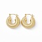 Brass Donut Thick Hoop Earrings for Women, Lead Free & Cadmium Free, Real 18K Gold Plated, 27x24.5x8mm, Pin: 0.9mm