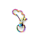 Alloy Swivel Snap Hooks Clasps, Cloud, Rainbow Color, 35x19mm