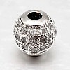 Round Brass Micro Pave Cubic Zirconia Beads ZIRC-N016-01P-10mm-1