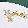 Brass Micro Pave Cubic Zirconia Fish Dangle Stud Earrings EJEW-K320-01G-23-4