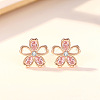 Sakura Flower 925 Sterling Silver Cubic Zirconia Stud Earrings FS-WGCE9CB-02-1