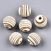 Painted Natural Wood Beads WOOD-T021-54B-12-1