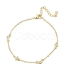 Brass Micro Pave Clear Cubic Zirconia Moon Star Link Chain Bracelets KK-CBA6980-28G-4