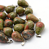 Teardrop Natural Unakite Pendants G-Q435-23-1