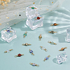 42Pcs 7 Styles Opalite & Natural Picture Jaspe & Blue Spot Jasper & Dalmatian Jasper & Unakite & Green Strawberry Quartz & Red Jasper Flower Connector Charms PALLOY-FH00163-4