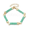 Braided Waxed Polyester Rectangle Link Chain Bracelets BJEW-JB10000-01-1