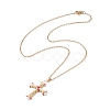 Japanese Seed Beaded Cross Pendant Necklace NJEW-MZ00013-1