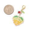 Maple Leaf Acrylic & Glass Seed & Natural Carnelian Beads Pendant Decorations HJEW-MZ00347-02-3