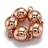 Rack Plating Brass Magnetic Clasps with Loops KK-F801-03A-RG-1