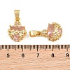 Glass with Brass Micro Pave Cubic Zirconia Pendants kk-P343-06G-01-3