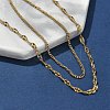 304 Stainless Steel Dapped Chain Double Layered Necklaces for Women NJEW-U050-02C-G-3