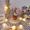 1 Set Glass Cloche Bell Jar Terrarium with 1Pc Handmade Knitting Crochet Artificial Plum Bossom Potted DJEW-WR0001-01C-3