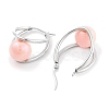 304 Stainless Steel & Plastic Imitation Pearl Oval with Ball Hoop Earrings for Women EJEW-C096-13P-06-2