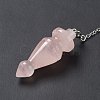 Natural Rose Quartz Pointed Dowsing Pendulums AJEW-B020-03P-07-4