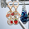 6Pcs 6 Style Fruit Alloy Enamel Pendant Keychain with Lucky Charm KEYC-DR0001-08-4