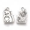 Tibetan Style Alloy Kitten Pendant Enamel Settings X-TIBEP-T002-133AS-RS-1