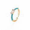 Brass Enamel Cuff Rings RJEW-T016-29-NF-4