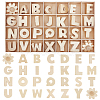 Unfinished Wood Alphabet & Flower Puzzles DIY-WH0366-07-1