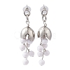 Plastic Beaded Flower Dangle Stud Earrings EJEW-E265-01P-1