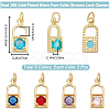 15Pcs 5 Colors Real 18K Gold Plated Brass Micro Pave Cubic Zirconia Charms ZIRC-BBC0002-32-2