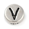 925 Sterling Silver Flat Round with Letter Beads LS-STER-G044-01AS-V-1