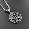 304 Stainless Steel Punk Skull Pentagram Pendant Necklaces for Men's Jewelry WZ8704-2