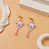 Rhombus Handmade Loom Pattern Glass Seed Dangle Earrings EJEW-MZ00035-4