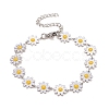 Enamel Daisy Link Chains Bracelet BJEW-P271-01P-01-1