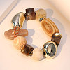 Exaggerated Glass & Wood & Resin & CCB Plastic Beaded Stretch Bracelets for Women WG71D73-01-1