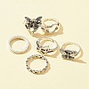 6Pcs 6 Style Butterfly & Heart & Chain Shape Alloy Stackable Rings Set RJEW-FS0001-05A-3