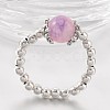 Two Tone Natural Jade Stretch Finger Rings RJEW-JR00152-3
