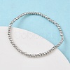 Brass Round Beaded Stretch Bracelets for Men Women BJEW-B148-05A-P-2