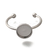 304 Stainless Steel Open Cuff Ring Components STAS-M057-01C-P-2