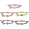 Natural Shell & Flower & Pinapple & Shell & Bee Link Bracelets Set BJEW-SW00029-7