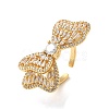 Brass Pave Cubic Zirconia Open Cuff Rings for Women RJEW-M169-04G-3
