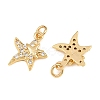 Brass Micro Pave Clear Cubic Zirconia Charms KK-Q085-02E-G-2