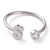 Brass Micro Pave Clear Cubic Zirconia Cuff Rings RJEW-J074-01P-S-1