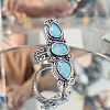 Teardrop & Oval Bohemian Style Zinc Alloy with Resin Imitation Moonstone/Rhinestone Finger Rings FS-WGFB6C4-11-1