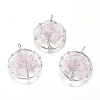 Natural Rose Quartz Pendants X-G-E419-08P-1