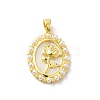 Brass Pave Natural White Shell Pendants KK-D095-04A-G-1