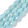 Opaque Solid Color Electroplate Glass Beads Strands EGLA-N013-P6mm-B11-1