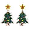 Christmas Trees with Star Alloy Dangle Stud Earrings for Women EJEW-Z078-02A-2
