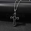 304 Stainless Steel Black Enamel Cross Urn Ashes Necklaces STAS-Z106-05P-1