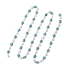 2Pcs 2 Colors Synthetic Turquoise & Glass Pearl Link Chains AJEW-JB01594-02-2