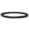 4mm Round Natural Obsidian Beads Bracelet for Men KG3069-18-1
