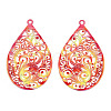 Spray Painted 430 Stainless Steel Filigree Pendants STAS-TAC0004-57E-1