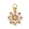Rack Plating Brass Micro Pave Cubic Zirconia Charms X-ZIRC-F129-34B-G-1